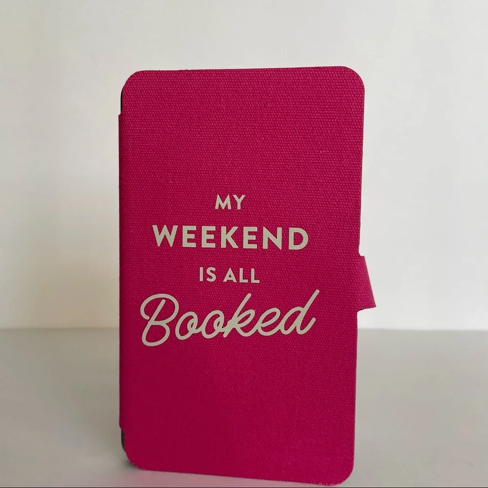 Nook Tablet 7” Pink Book Cover with Tab NWT My Weekend is All Booked